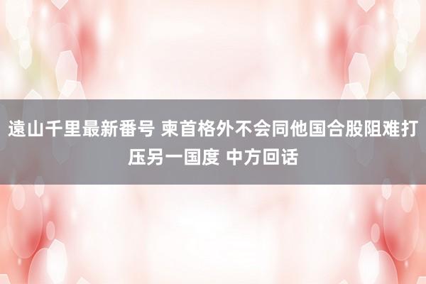 遠山千里最新番号 柬首格外不会同他国合股阻难打压另一国度 中方回话